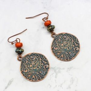 Totem Pattern Beaded Dangle Earrings